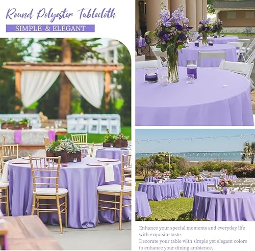Miniatura 234 de Paquete de 4 manteles redondos blancos de 120 pulgadas – Mantel circular de poliéster para mesa redonda, resistente a las manchas y a las arrugas