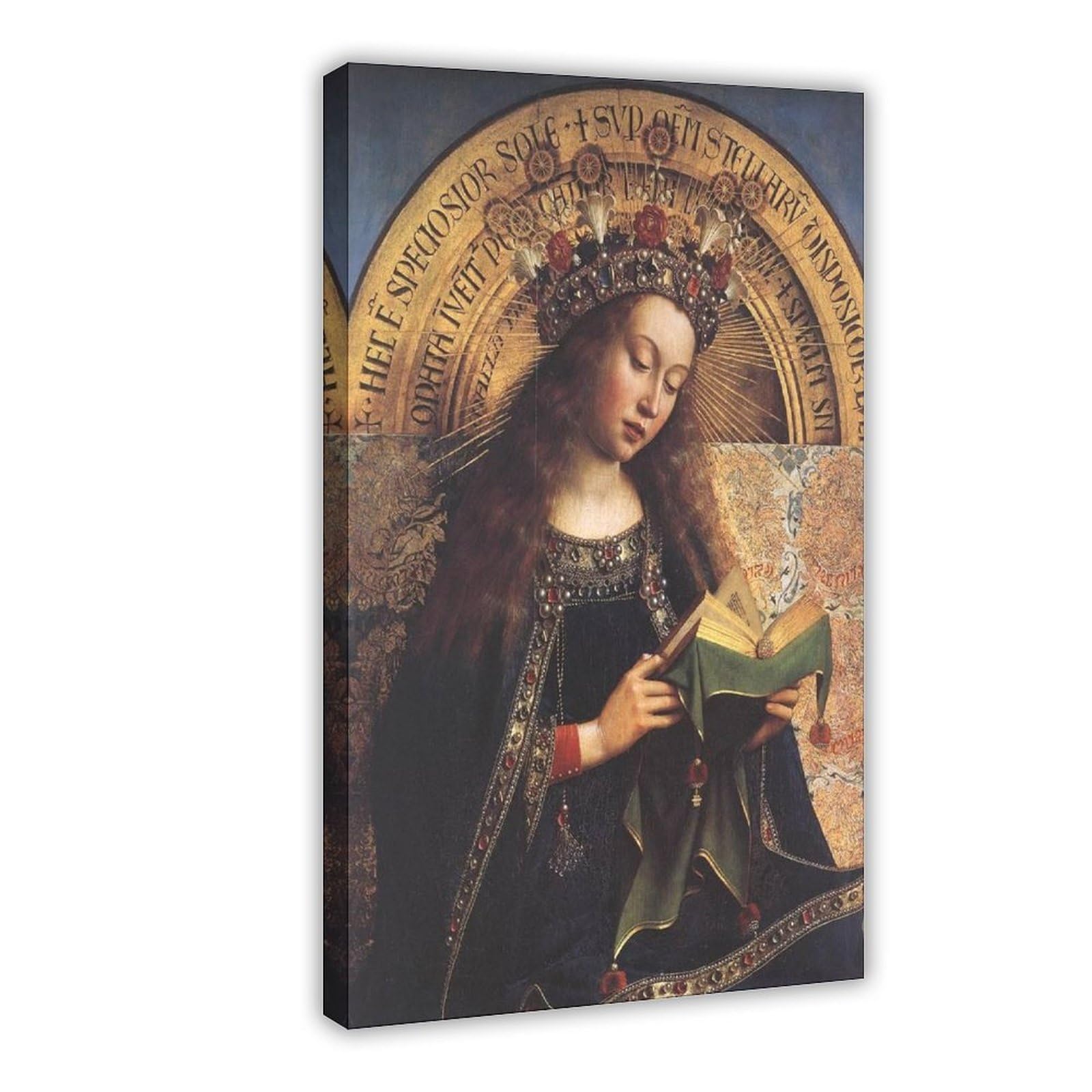 WCYB The Virgin Mary Ghent Altarpiece Jan Van Eyck Posters Prints Canvas Deco Paintings Wall Art Hangable Frame 20" L X 30" W