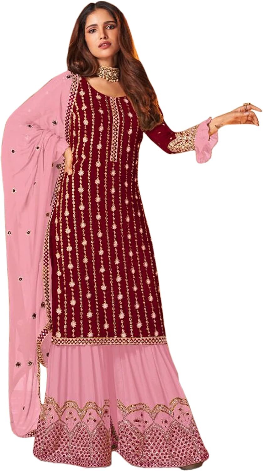 Pakistani Designer Shalwar Kameez Suits Indian Stylish Palazzo with Dupatta Dresses For Women