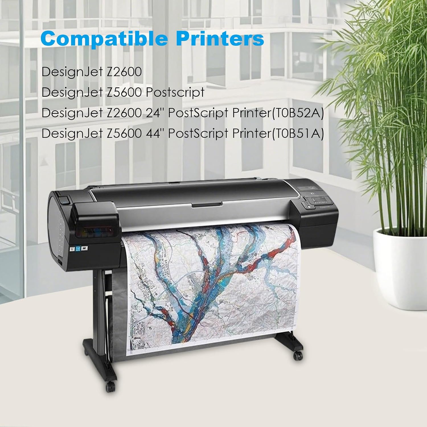 Remanufactured 745 Ink Cartridge 300ml Set (6-Pack,MBK/PBK/C/M/Y/CR) Compatible with F9K06A F9K05A F9K04A F9K03A F9K02A F9K01A Toner Cartridge for HP Designjet Z2600 Z5600 Printer