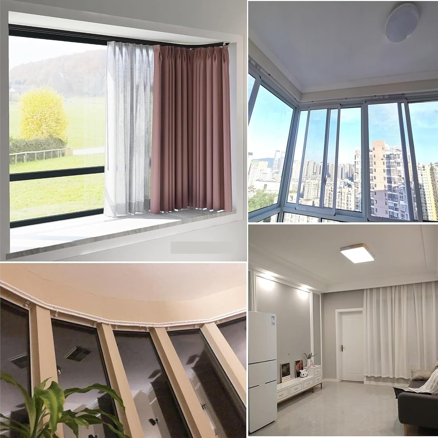 Flexible Ceiling Curtain Track, Bendable Ceiling Track Room Divider, RV Curtain Track, Ceiling Mount for Curtain Rail, Double Curtain Track Set, for Living Room Bedroom Drop Ceiling Shower ( Color : C