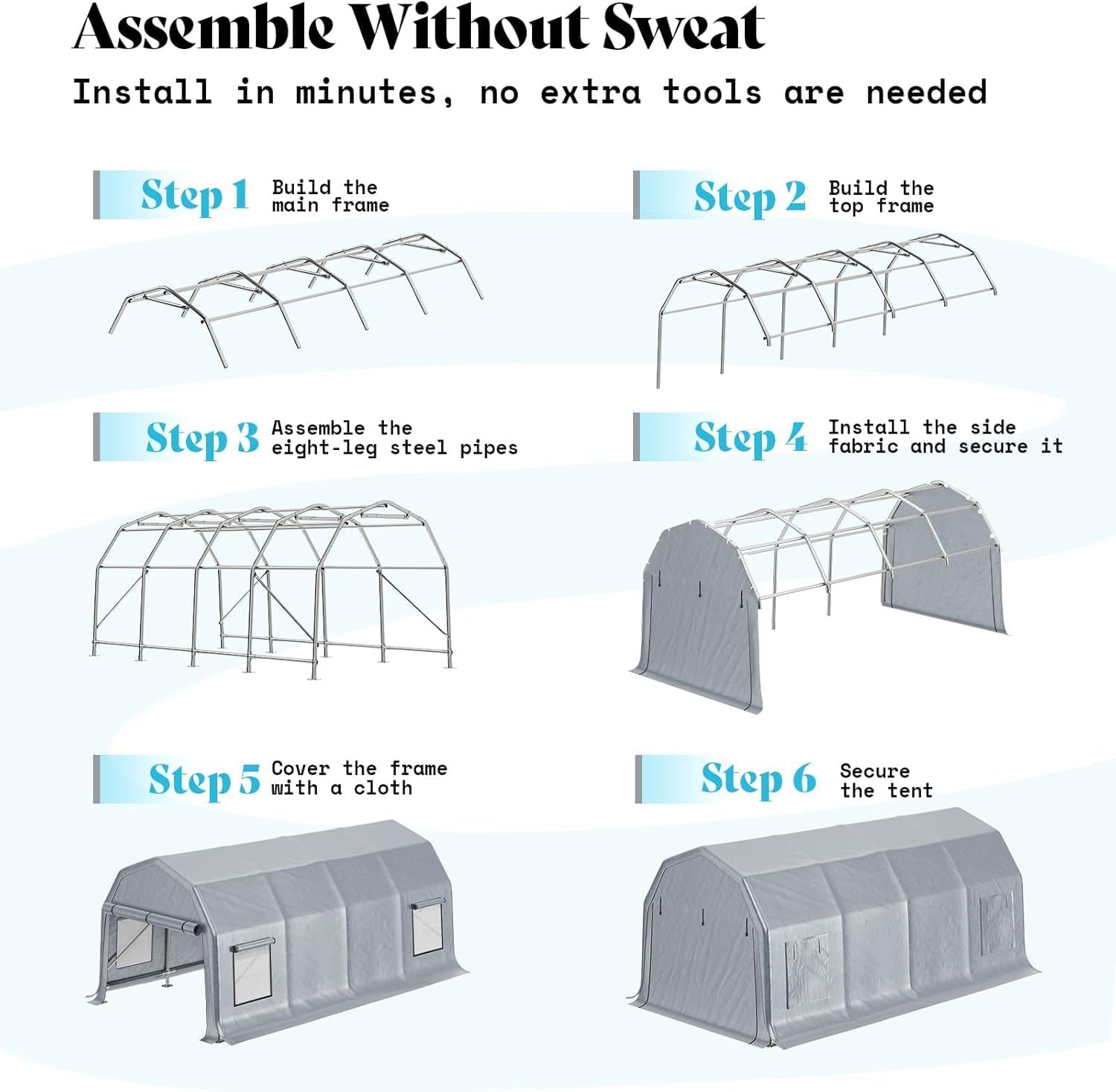 AMERLIFE 12' x 24' Enclosed Carport, Heavy Duty Garage with Steel Frame, Outdoor Shelter with Roll-Up Door & 4 Vented Windows, UV Protection, Portable Storage for Cars, Boats, Silver