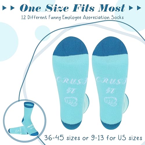 Miniatura 3 de 12 pares de calcetines de regalo de agradecimiento "You' Re Awesome novedoso", calcetines inspiradores divertidos para hombres, mujeres, empleados,