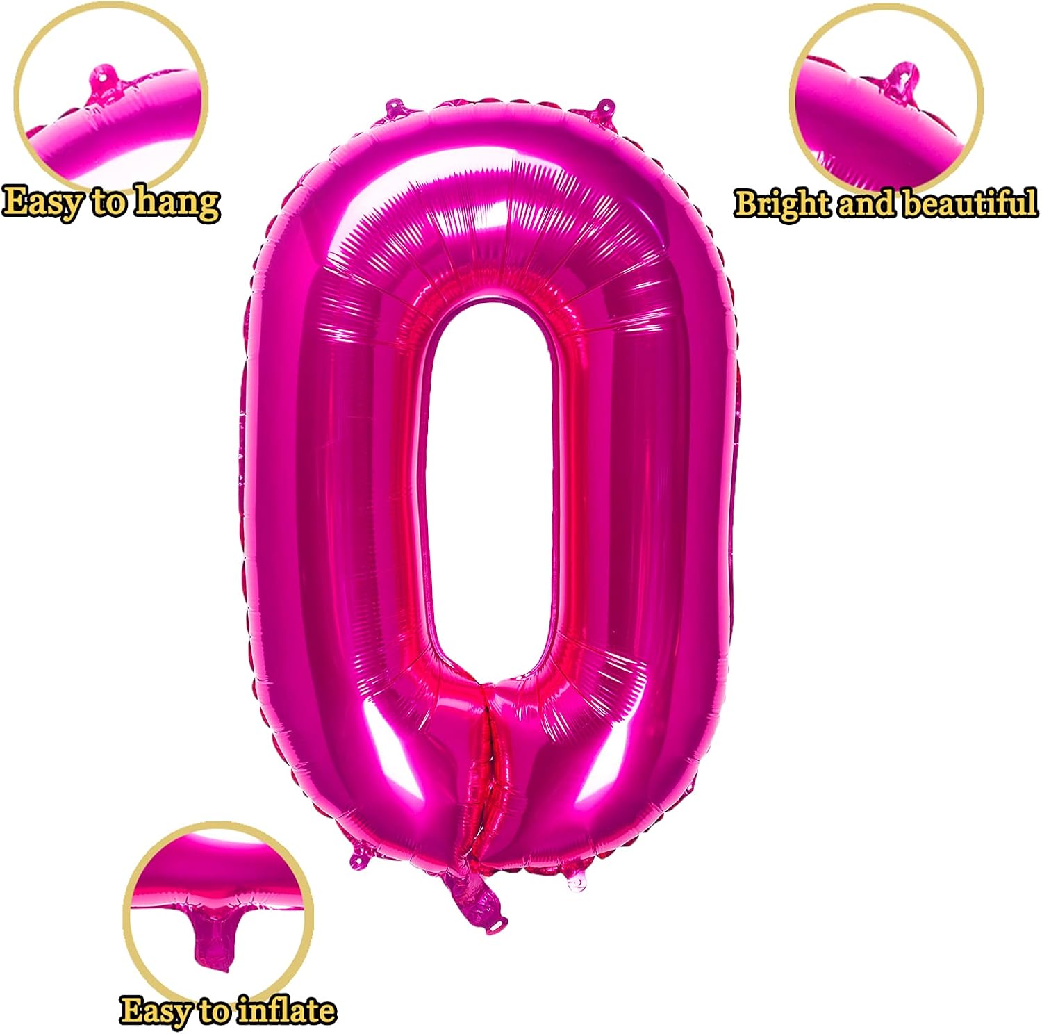 32 Inch Pink Number 0 Balloons Foil Ballon Digital Birthday Party Decoration Supplies (Pink Number 0 Balloon) image 2