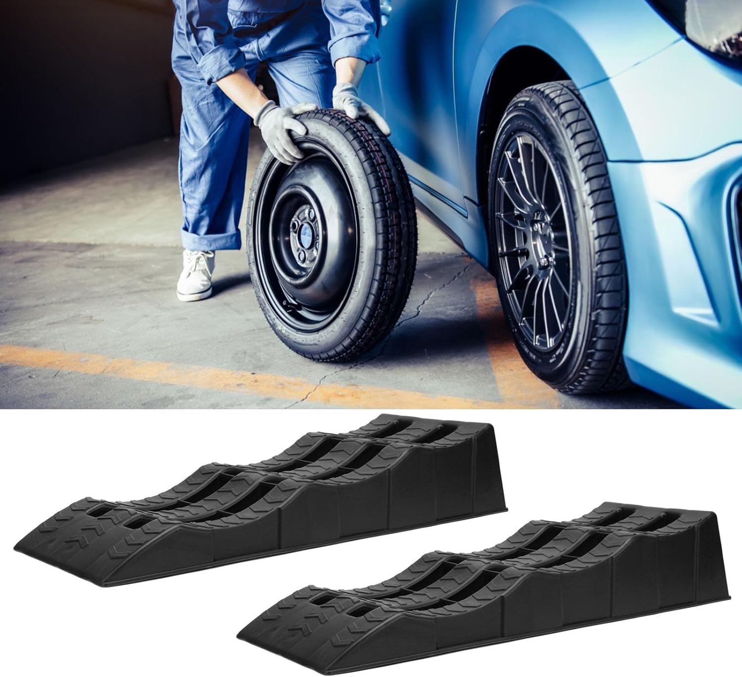 Campers RV Super Tri Leveler, 2PCS 7716LBS Capacity Heavy Duty Trailer Ramp 3 RV Leveling Heights of 40mm 70mm 100mm, Automotive Leveling Ramp for Travel Trailer RV Truck,