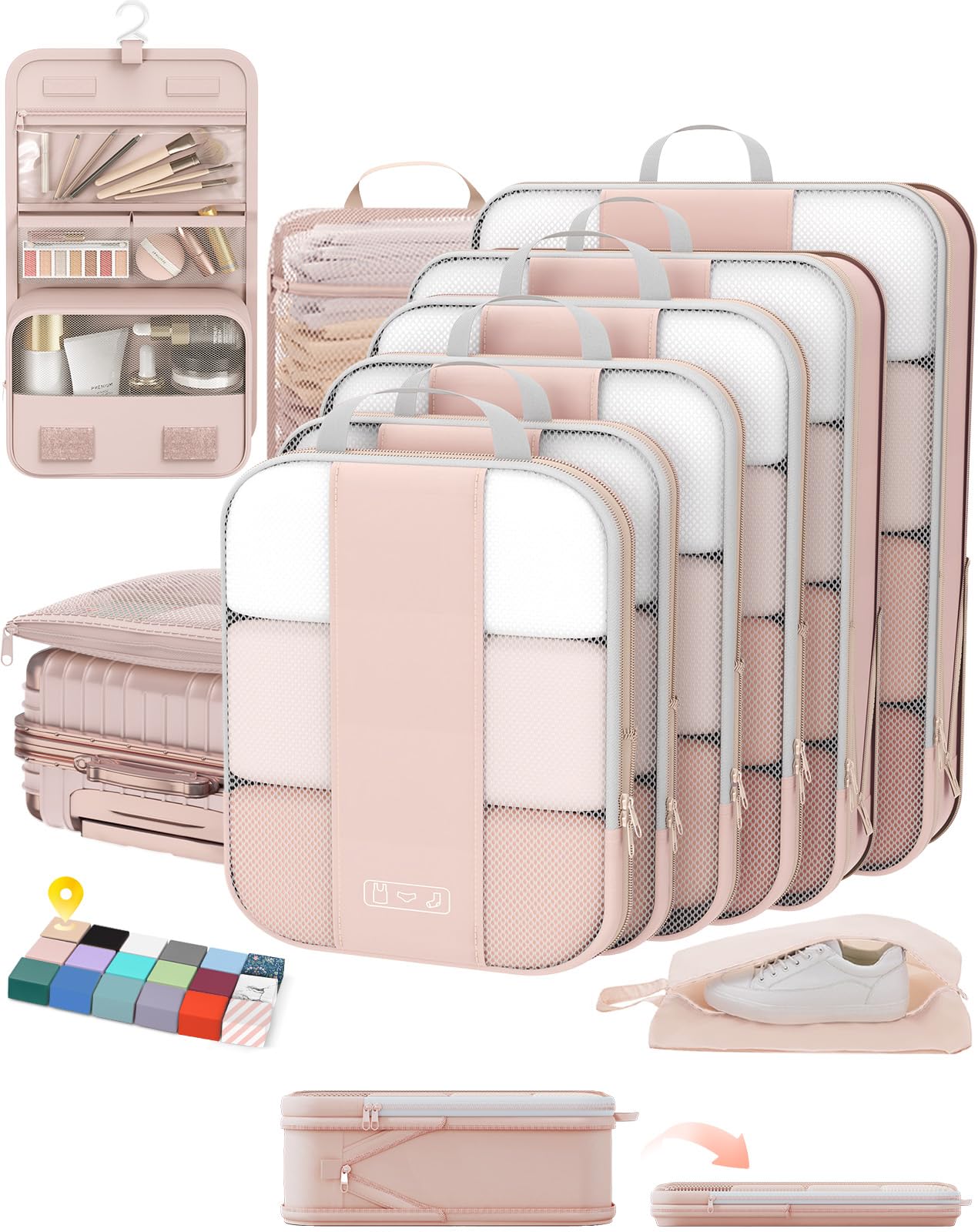 10 Set Compression Packing Cubes for Travel Gifts Women Mom OlarHike Luggage Clothes Organizer for Travelers Airplane Cruise