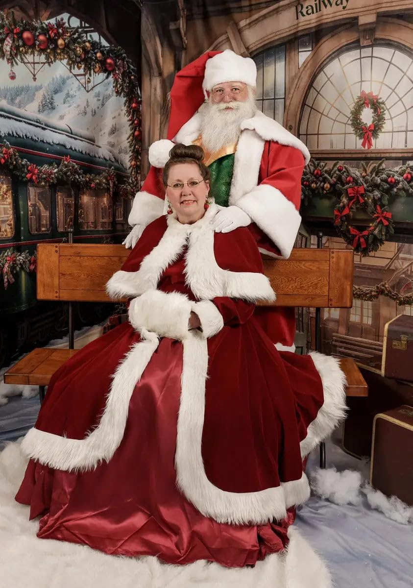 Kate Extreme Train Photography Background Christmas Outside Professional Photo Backdrop for Photoshoot Winter Station Backdrop for Family Portrait Kids Photoshoot, 7X5ft