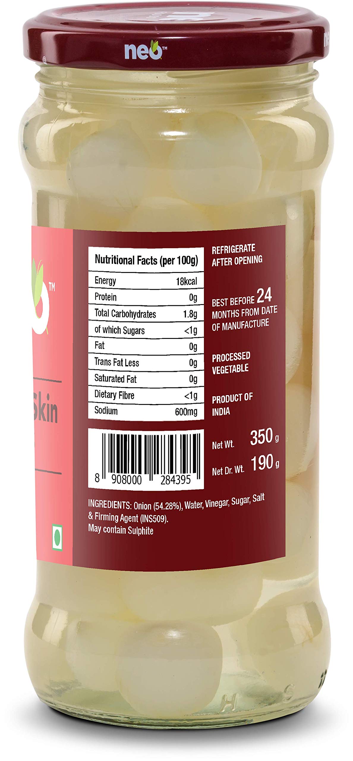 Neo Silver Skin Onions 350g I P3 I 100% Plant Based & Natural I Ideal for Cocktail and as Side Dish for Snacks I Pack of 3 (Pack of 3) 1