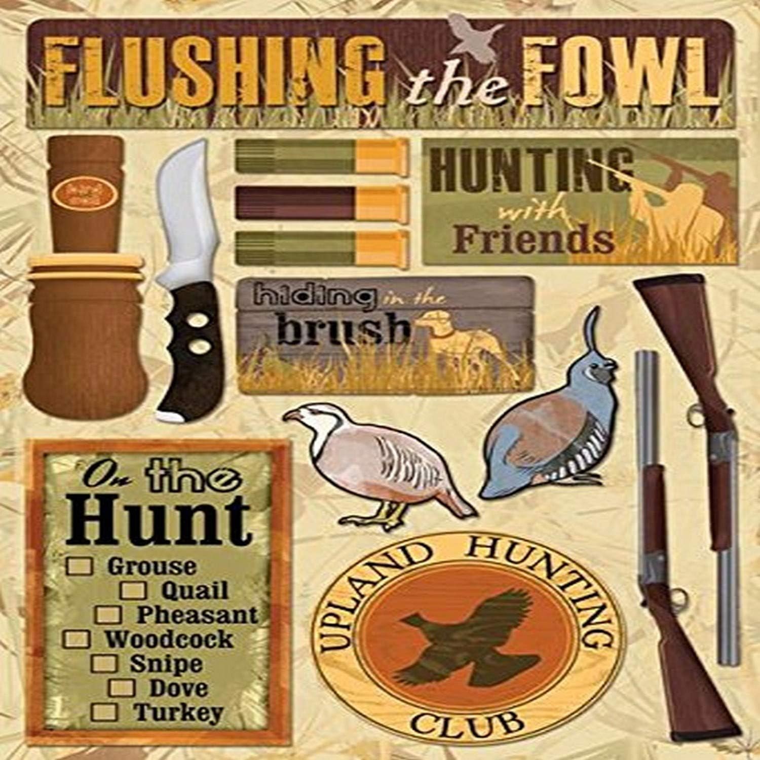 KAREN FOSTER Acid and Lignin Free Scrapbooking Sticker Sheet, Upland Hunting