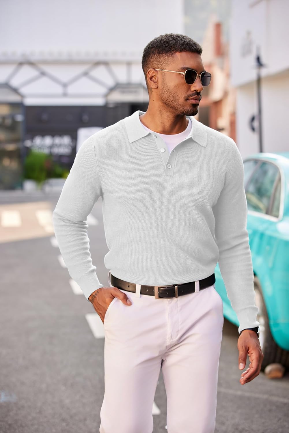 COOFANDY Men's Knit Polo Long Sleeve Sweaters Collared Polo Sweater Casual Dress Pullover Fashion Golf Sweaters - Image 4