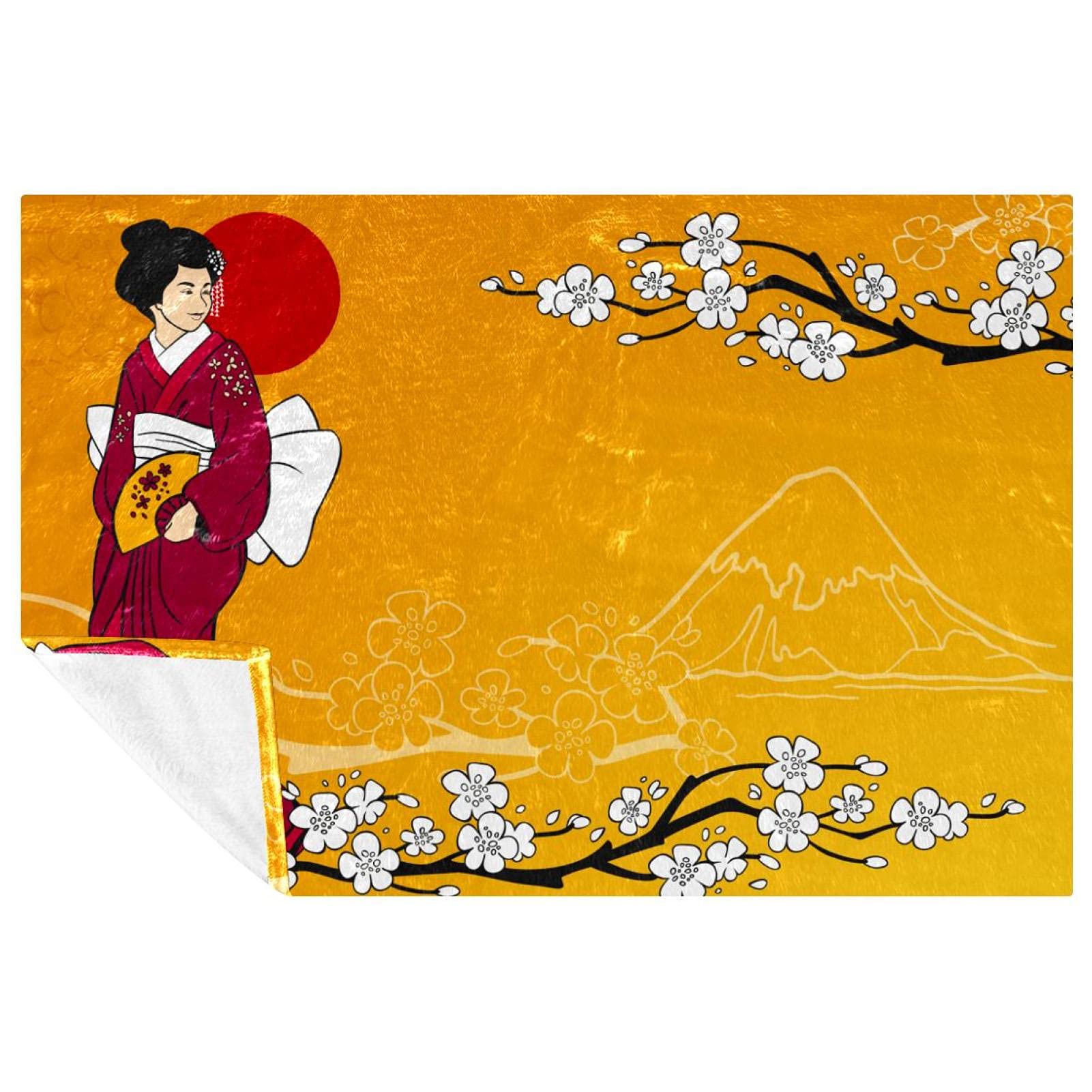 Couverture japonaise Geisha traditionnelle et jeté de lit de qualité supérieure