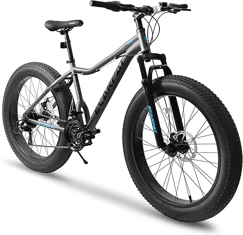 Ecarpat - Bicicletas de montaña con neumáticos gruesos de 202426 pulgadas, 7 velocidades, con frenos de disco mecánicos, suspensión delantera, para