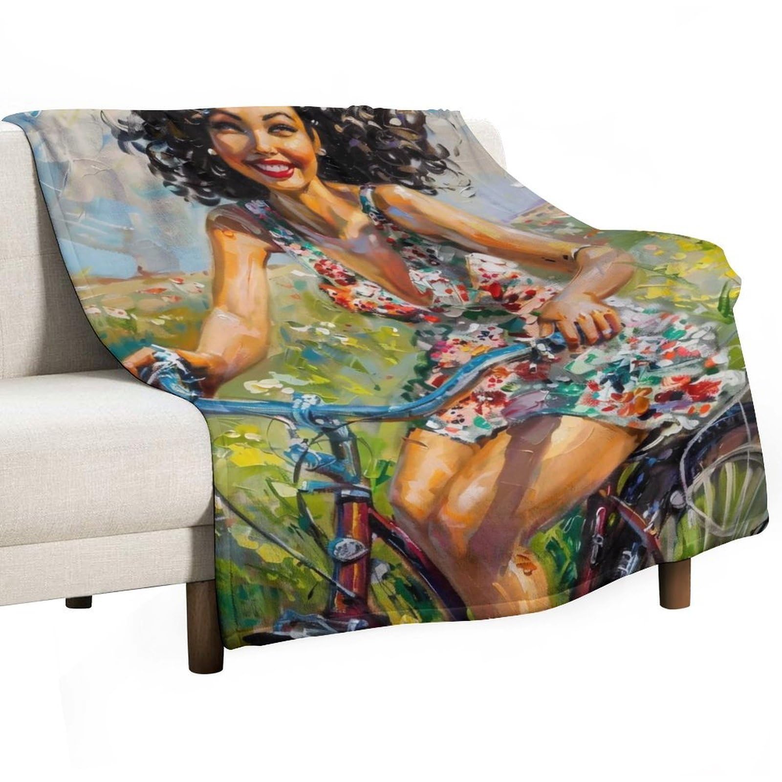 YHGSREUOH Pin Up Cyclist 03 Flannel Blankets Fleece Soft Throw Lightweight Plush Gifts for Couch, Bed, Cozy Sofa Plush, Chair, Lovers 150x200cm(60x80in)