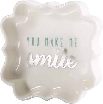 Pavilion Gift Company - You Make Me Smile - Teal & Silver - 3 Inch Mini Jewelry Dish with Gift Box