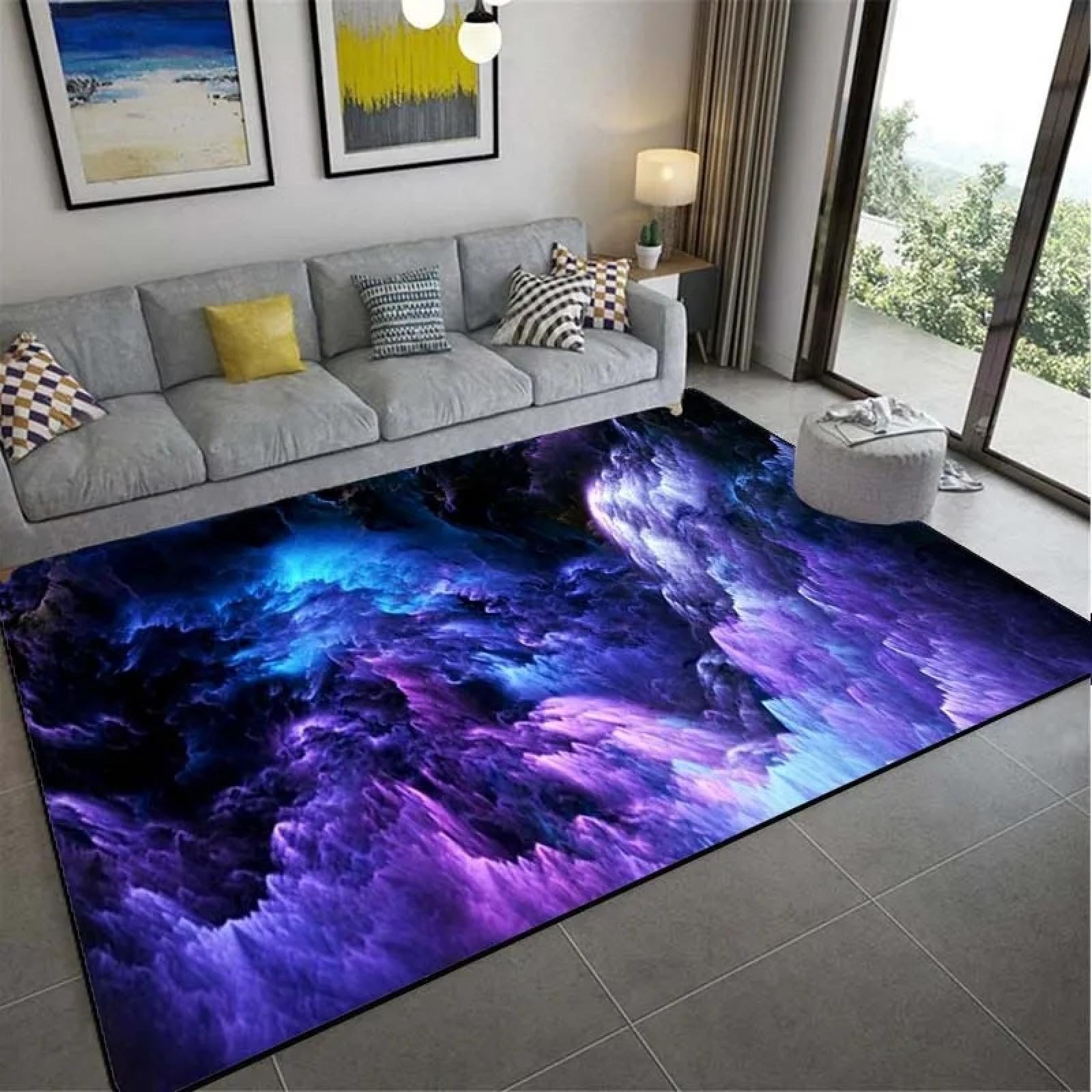 Tapis ciel étoilé 100x140cm antidérapant pour salon et couloir