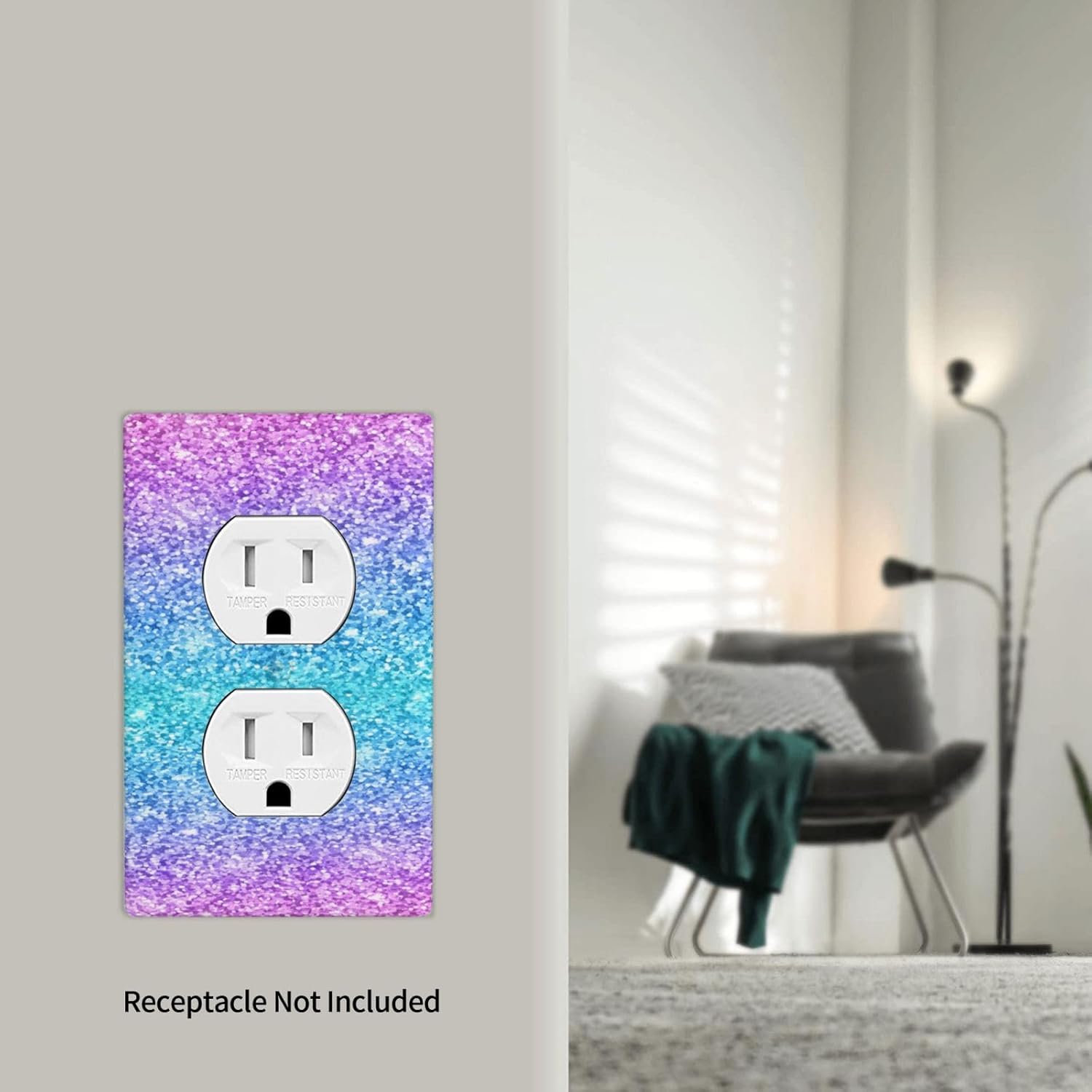 Bling Pink Blue 1 Gang Outlet Cover Outlet Light Switch Cover Decorative Single Duplex Wall Plate Cover For Home Living Bedroom Kitchen Decorative