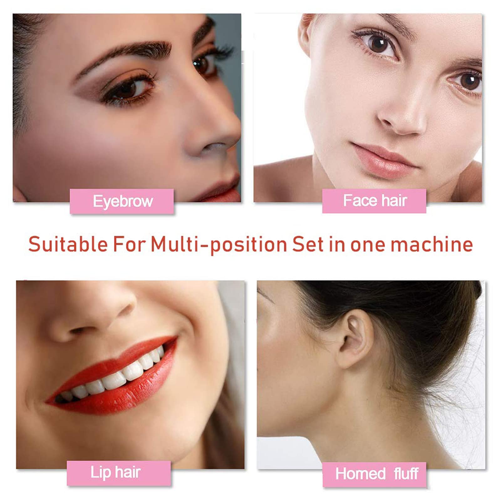 Depiladora Facial Mujer Recargable Impermeable Recortador de Cejas USB Portátil Sin Dolor Luz LED