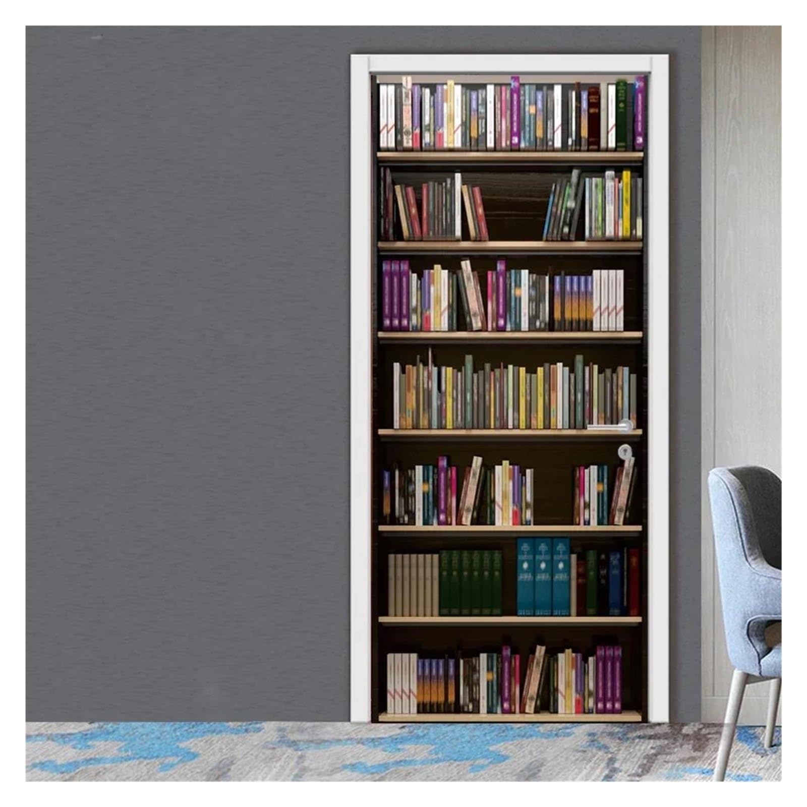 Papier peint amovible et étanche pour bibliothèque effet trompe l'œil premium