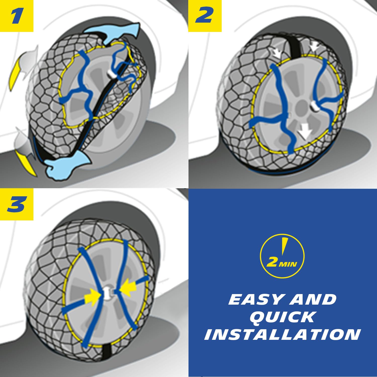 MICHELIN Easy Grip EVOLUTION 19 tekstylny łańcuch śniegowy do samochodu, 2 sztuki, bardzo wydajny, łatwy w obsłudze