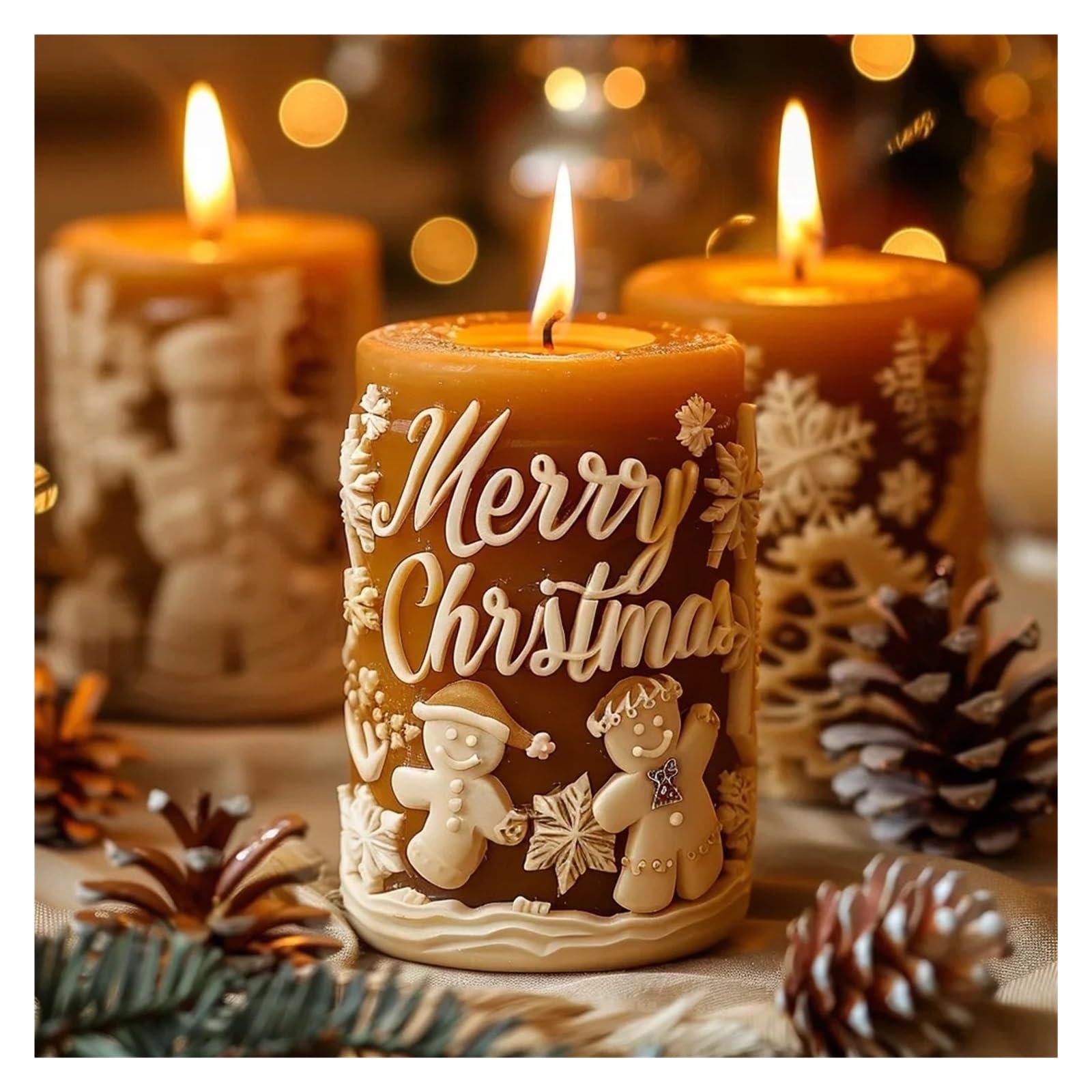 Moule cylindrique en silicone 3D en forme de sapin de Noël en relief avec lettre Merry Christmas flocon de neige (type A)