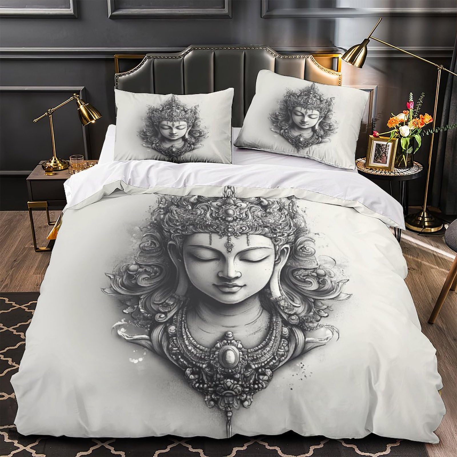 Housse de couette Bouddha 3D spirituel esprit zen lit double 200x200