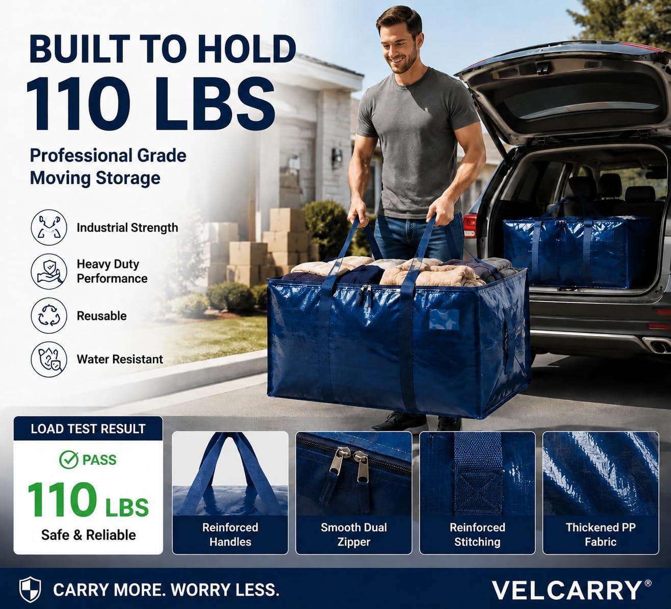 6-Pack Extra Large Heavy Duty Moving Bags with Reinforced Handles