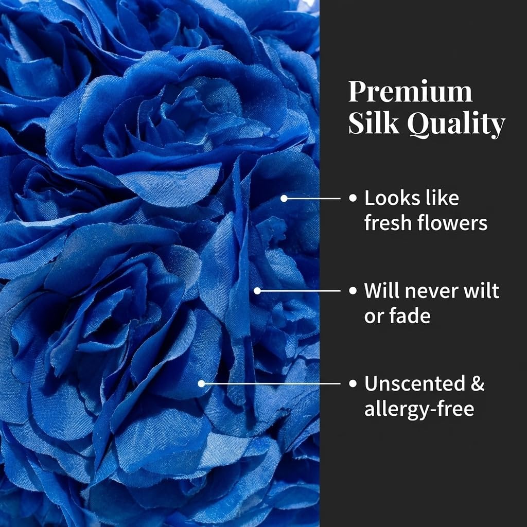 TCDesignerProducts Royal Blue Silk Flower Ball Pomander Wedding Decoration, 12 Inches