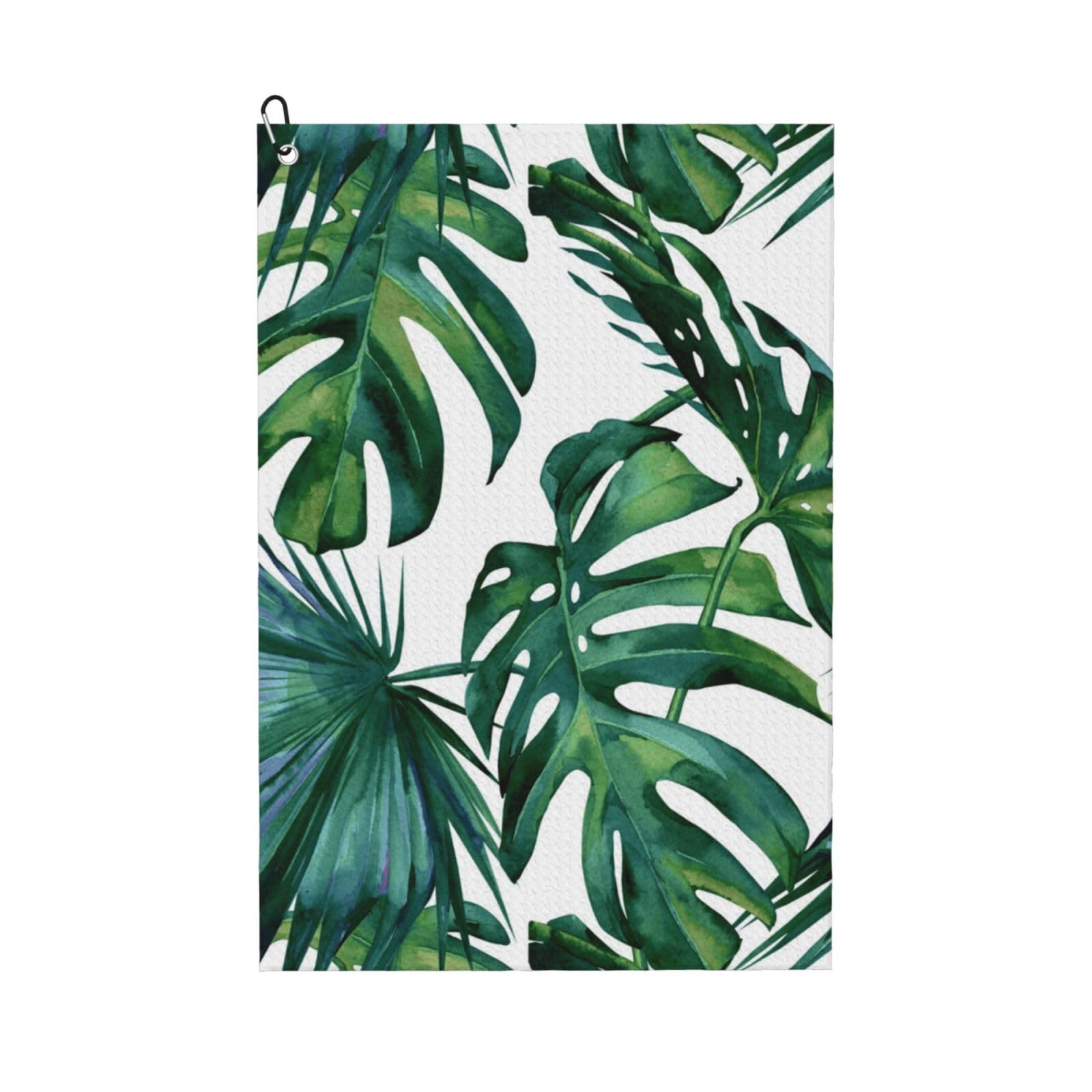 Hnnkloy Tropical Palm Leaves, 16x24 in Portable Waffle Golf Towels with Carabiner Clip for Golf Bag