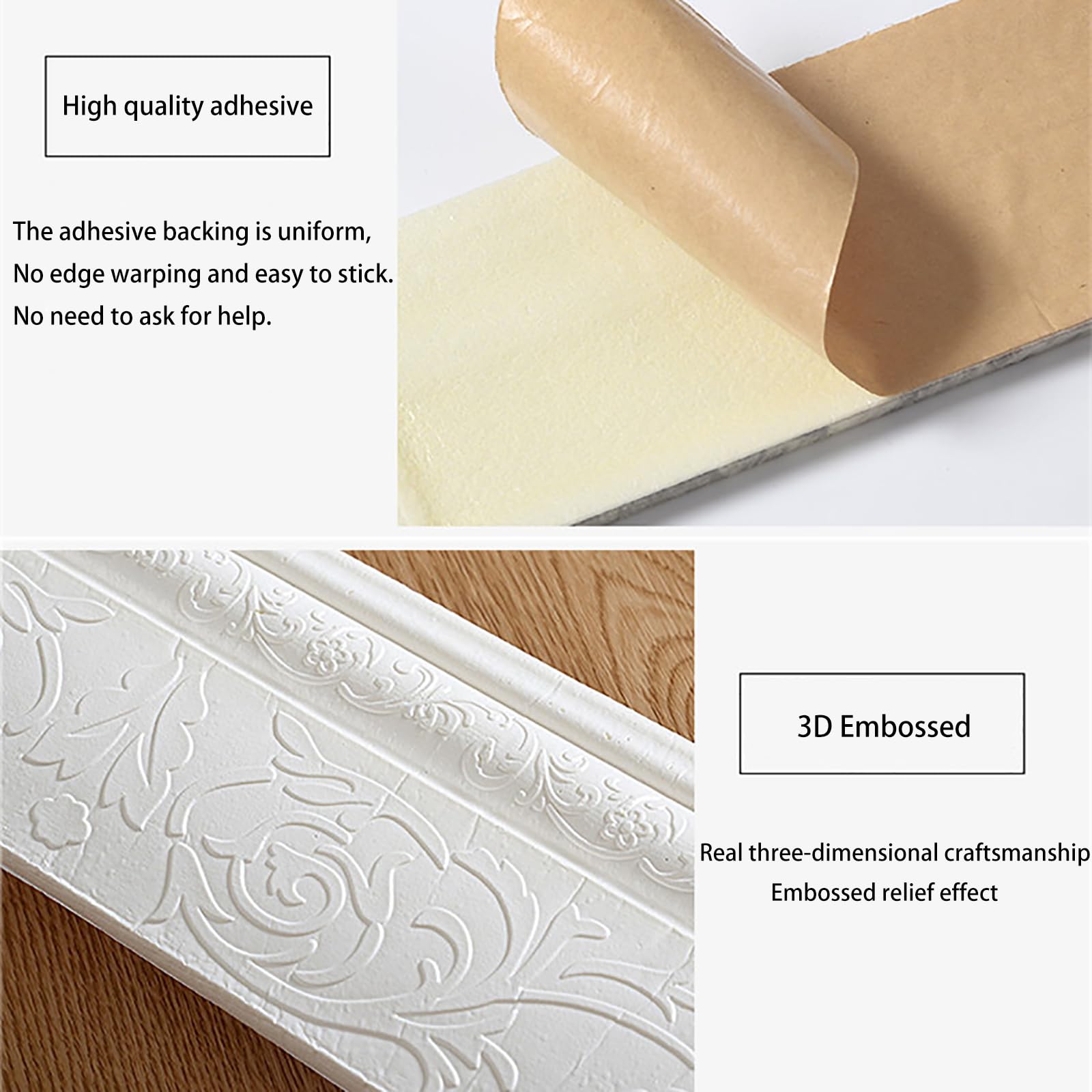 Wyciągnąć linę Listwa przypodłogowa 3D Peel And Stick 2,3 mx 8 cm złota