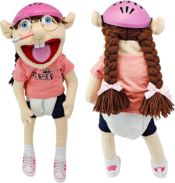 LORGL Jeffy Feebee Puppet Plush SML Toy, Funny Hand Puppets Doll Toy With Working Mouth, silly Small Puppets For Kids Gift For Birthday Christmas Halloween (Feebee)