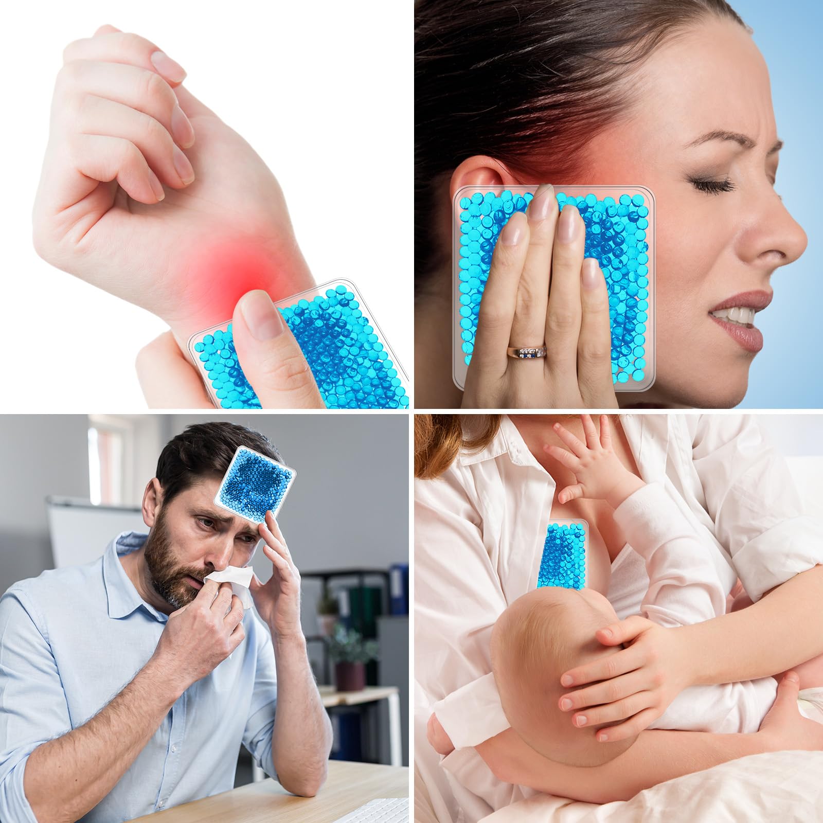 TrelaCo 100 paquetes de hielo de gel, paquetes de repuesto de gel reutilizables, paquetes de hielo caliente flexibles para rodilla, paquetes de hielo reutilizables para aliviar el dolor de ojos, cara,