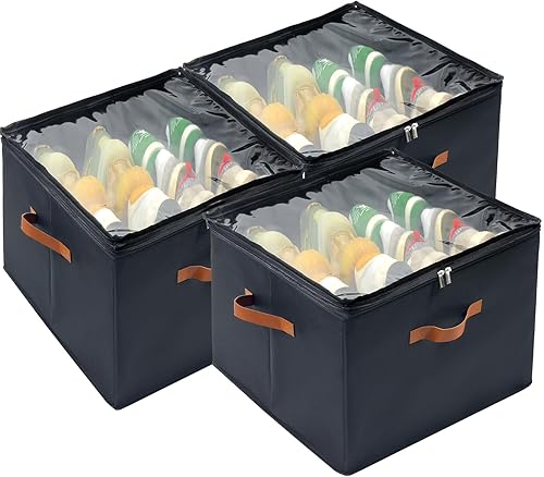 Miniatura 9 de Organizador de Zapatos para Armario, Paquete de 2 Contenedores de Almacenamiento de Zapatos con Cubierta Transparente, Divisores Ajustables que