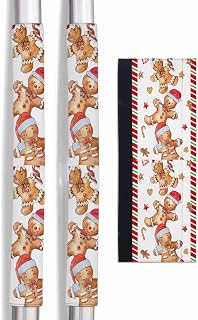 2PC Refrigerator Door Handle Covers, Christmas Gingerbread Man Decorations Anti-Skid Fridge Handle Cover, Keep Kitchen Appliance Handle Protector from Fingerprints Food Stains, Candy Biscuit