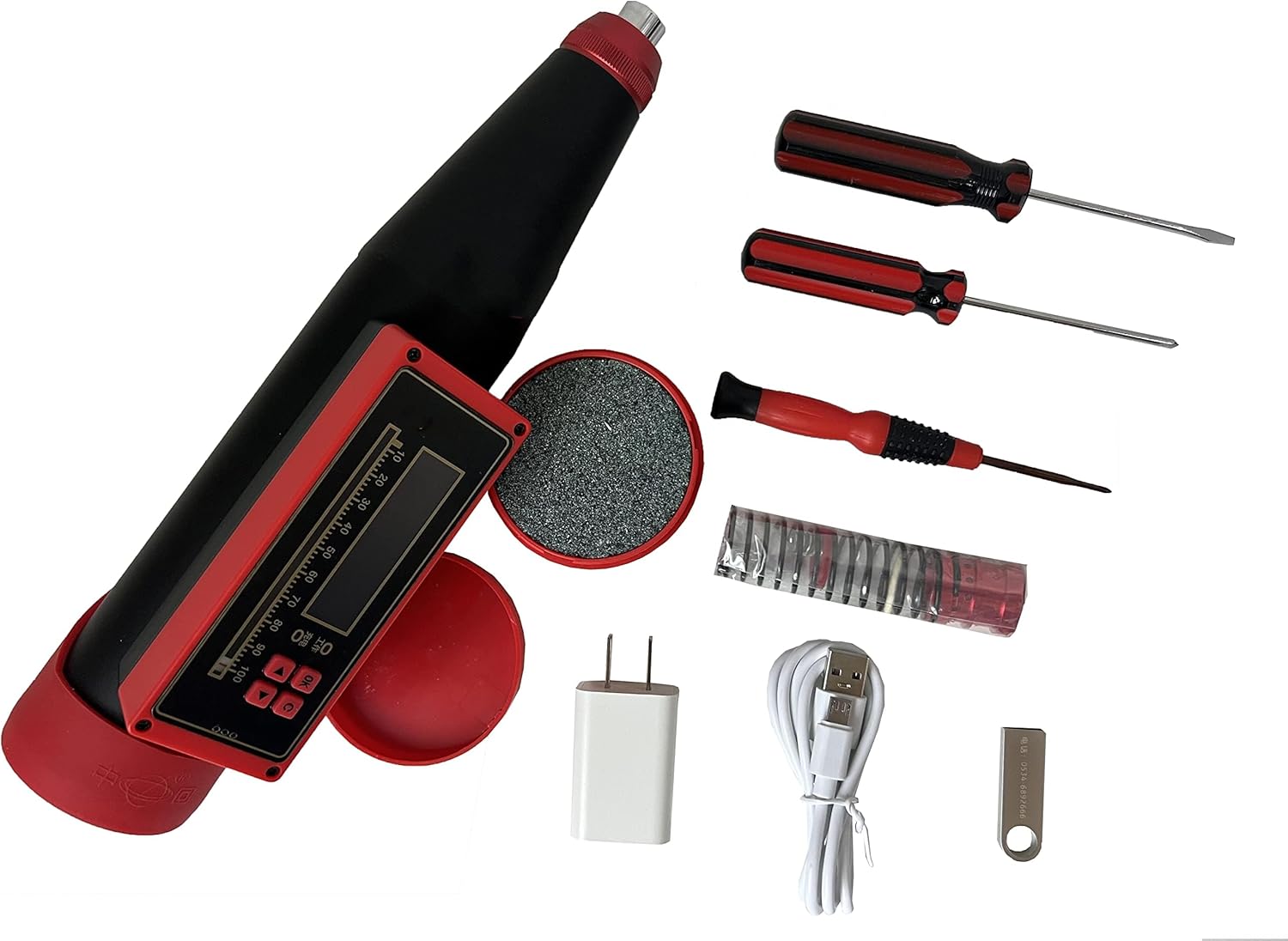 Concrete Strength Test Hammer Digital Rebound Hammer with Nominal Kinetic Energy 2.207J Stiffness of Spring 785±30.0N/m Test Range 10-60MPa Real-time Measurement Point Strength Estimation