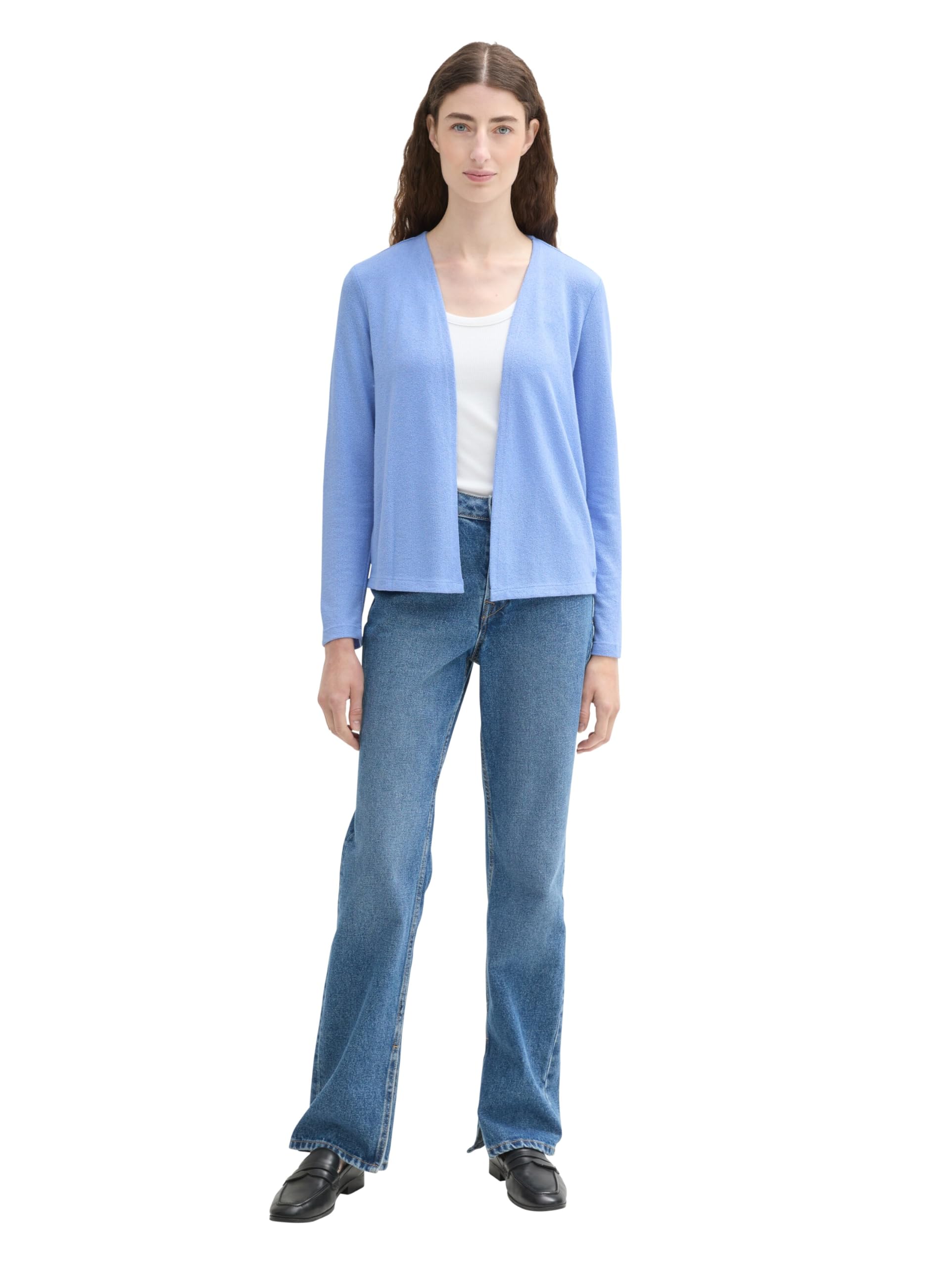 TOM TAILOR Damen Basic T-Shirt Cardigan, Calm Blue, M – Ansicht 2