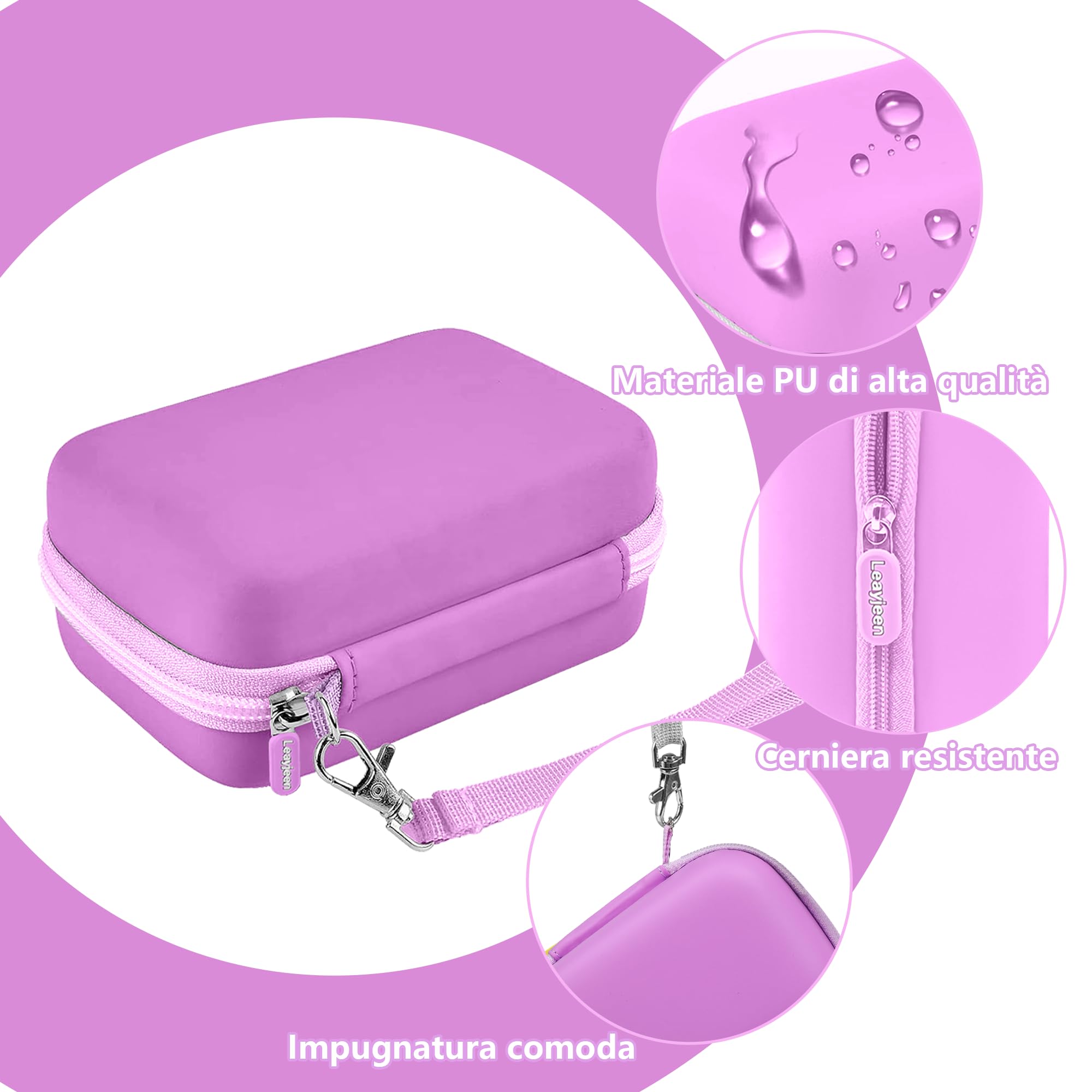 Leayjeen Macchina Fotografica Digitale Custodia, compatibile con ARNSSIEN/VAHOIALD/ZAZYZIA/Duluvulu/nezini, con Tracolla e Maniglia per il Trasporto (Solo Custodia) Viola