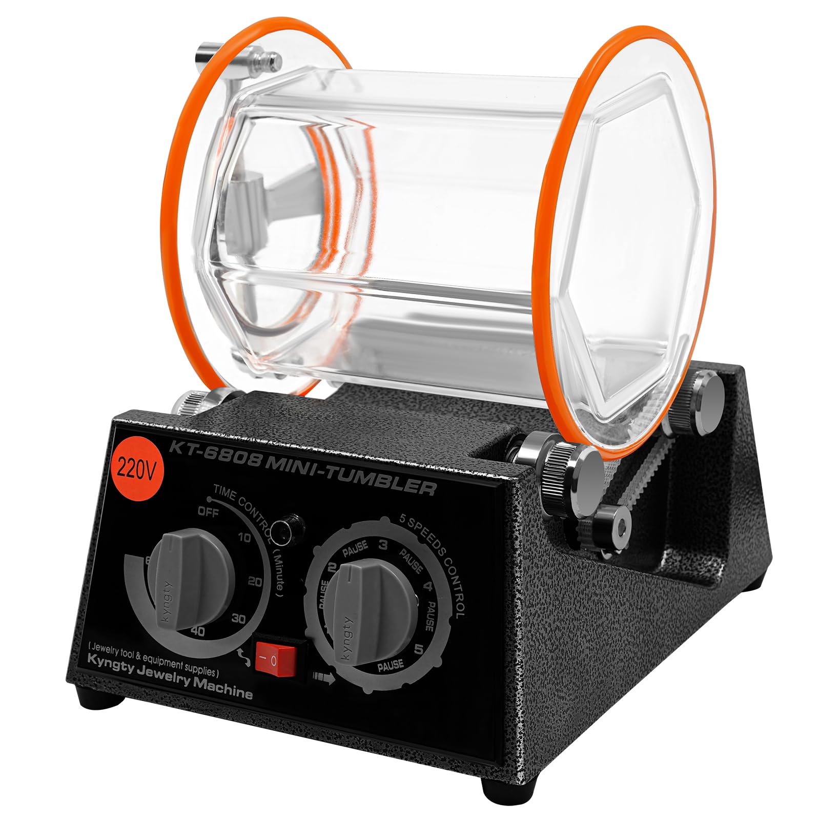 60W Rotary Tumbler Pulidora superficial Tumbler, Tambor para pulir, pulidora de joyas, amoladora de bolas, 3 kg, 4 velocidades de control con temporizador