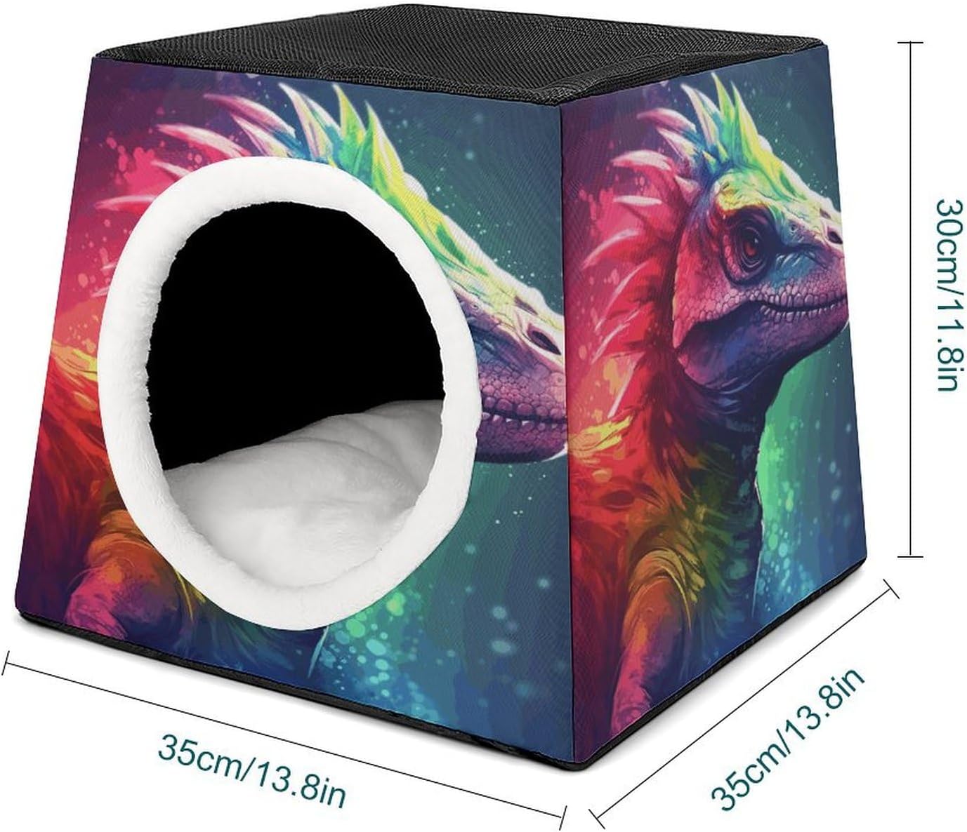 Pet Sleeping Nest Bed, Colorful Dinosaur Printed Dog House Cat Nest, Winter Pet House are Suitable for Most Cats, Dogs, and Other Small Pets