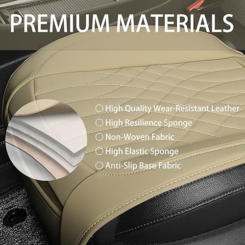 Miniatura 3 de Funda de cuero para asiento de automóvil, 1 unidad, protectores universales sin laterales con almohadillas para cinturón de seguridad, fundas de
