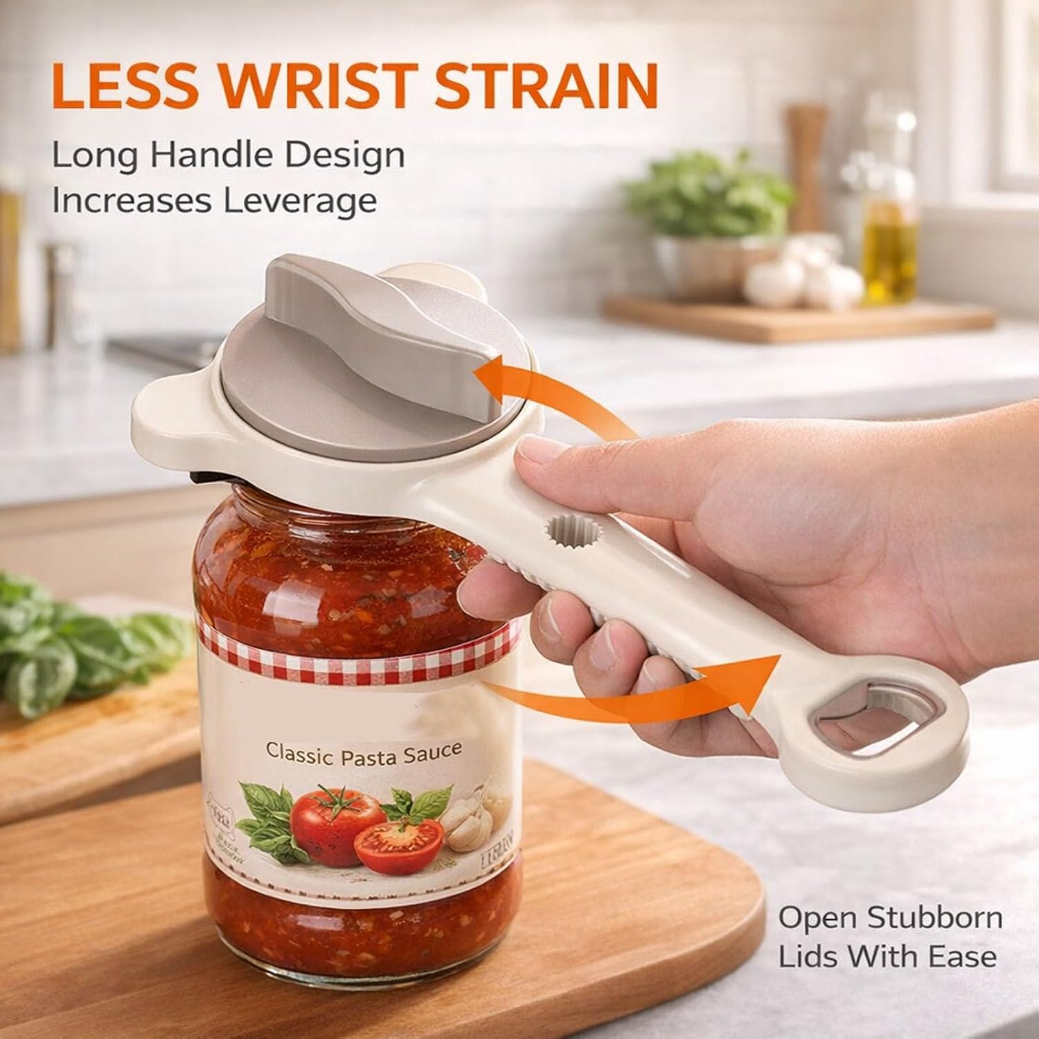 4 in 1 Multi-Purpose Jar Opener, Adjustable Stainless Steel Bottle & Jar Opener Tool, Easy Grip Handle for Caps, Lids, Jars & Twist-Off Containers (3Pcs)