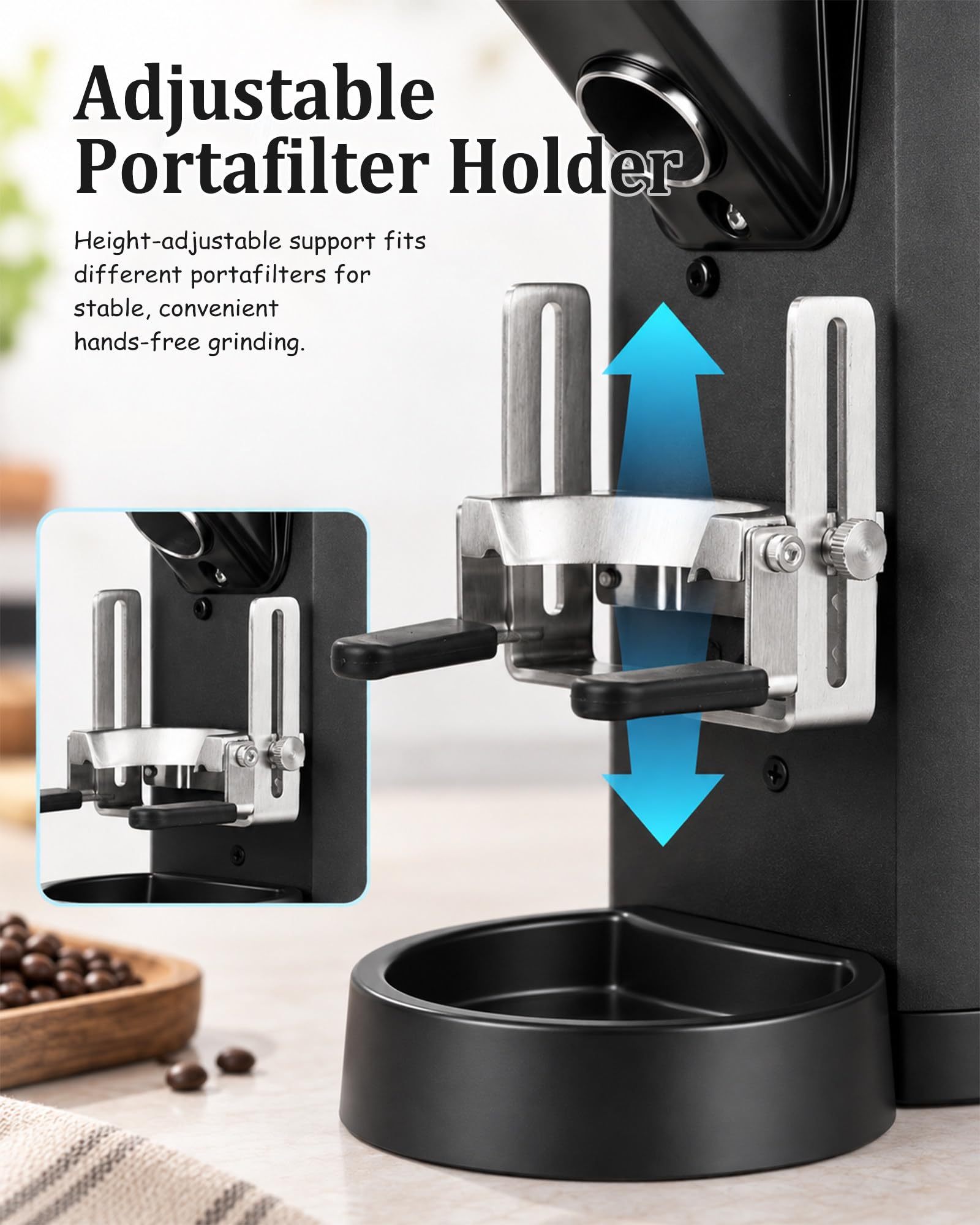 Macinacaffè Touchscreen 64mm, Espresso Commerciale a Macine Piane Black