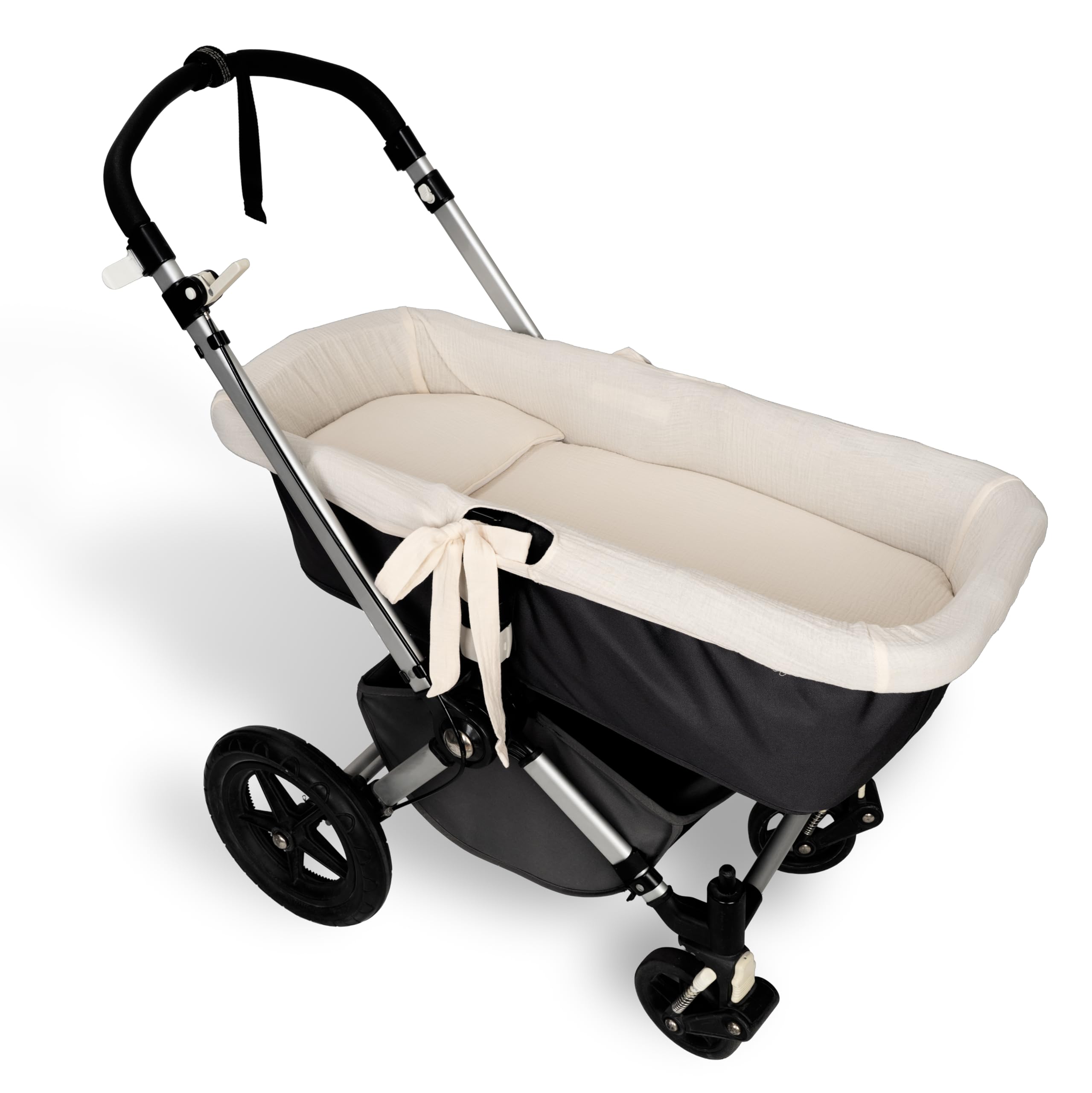 Babyline Cubre capazo Muselina 100% Algodón + Colchita + Almohada Muselina 100% Accesorios Set 3 Piezas. Fabricado En España. Hipoalergénica, Transpirable, Hipersuave (Beige)