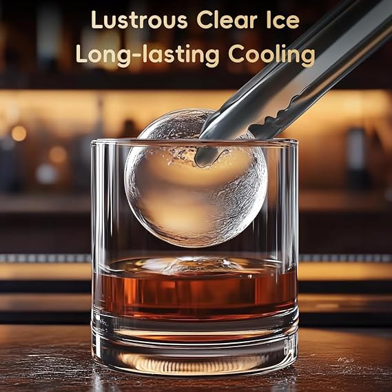 Countertop Spherical Ice Maker Machine, Portable Ice Maker Machine, 2 Clear Ice Ball Maker, Automatic Self Cleaning Function, Transparent Window, 84 Balls Per Day, Countertop Ice Maker for Home/Bar