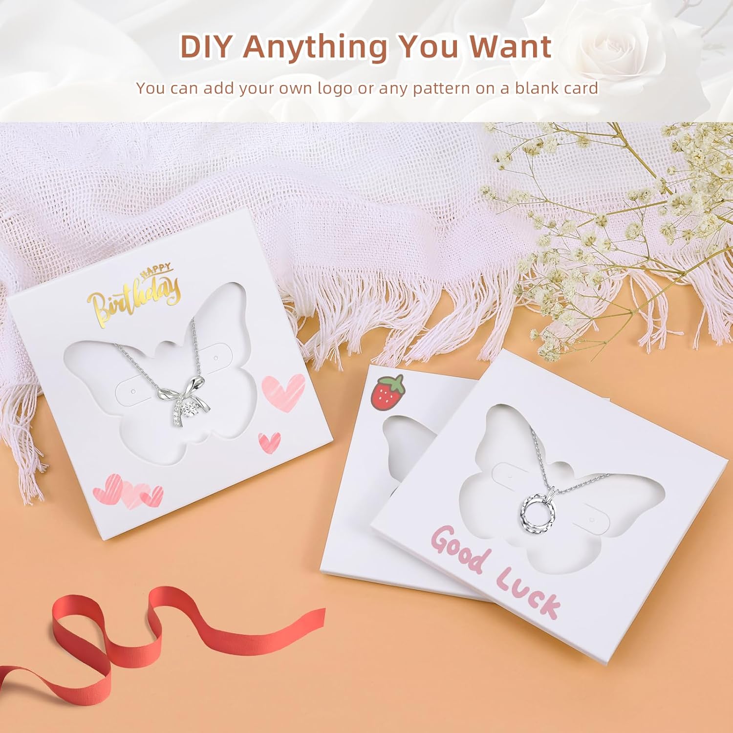 Jewelry Box, Earring Holder Display Cards for Selling, Necklace Bracelet Jewelry Gift Box (50 Pack Butterfly)
