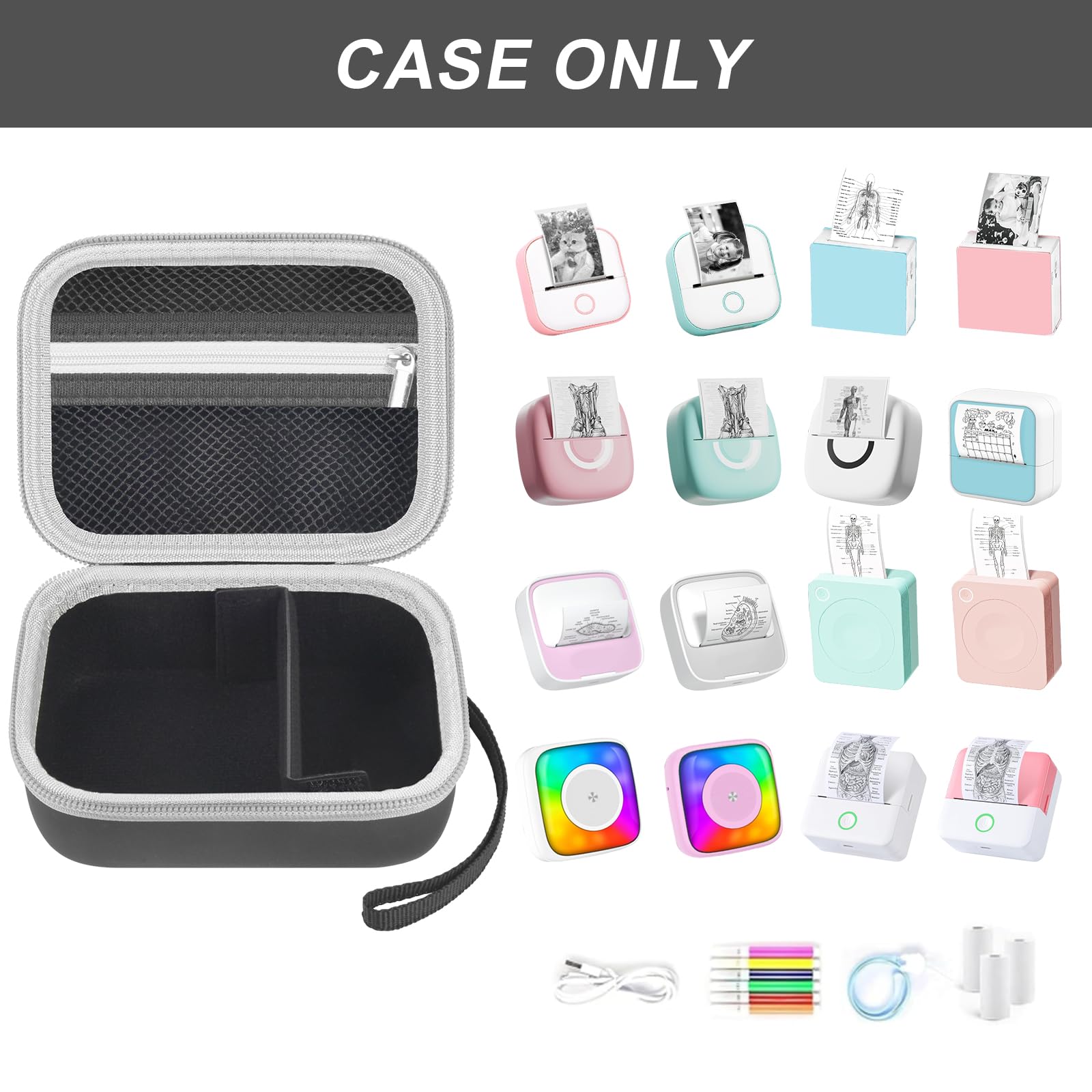 ANKHOH Étui pour étiqueteuse Memoking T02 Phomemo M02 M02S M02 Pro Q30S Ponek Mini imprimante de poche noir