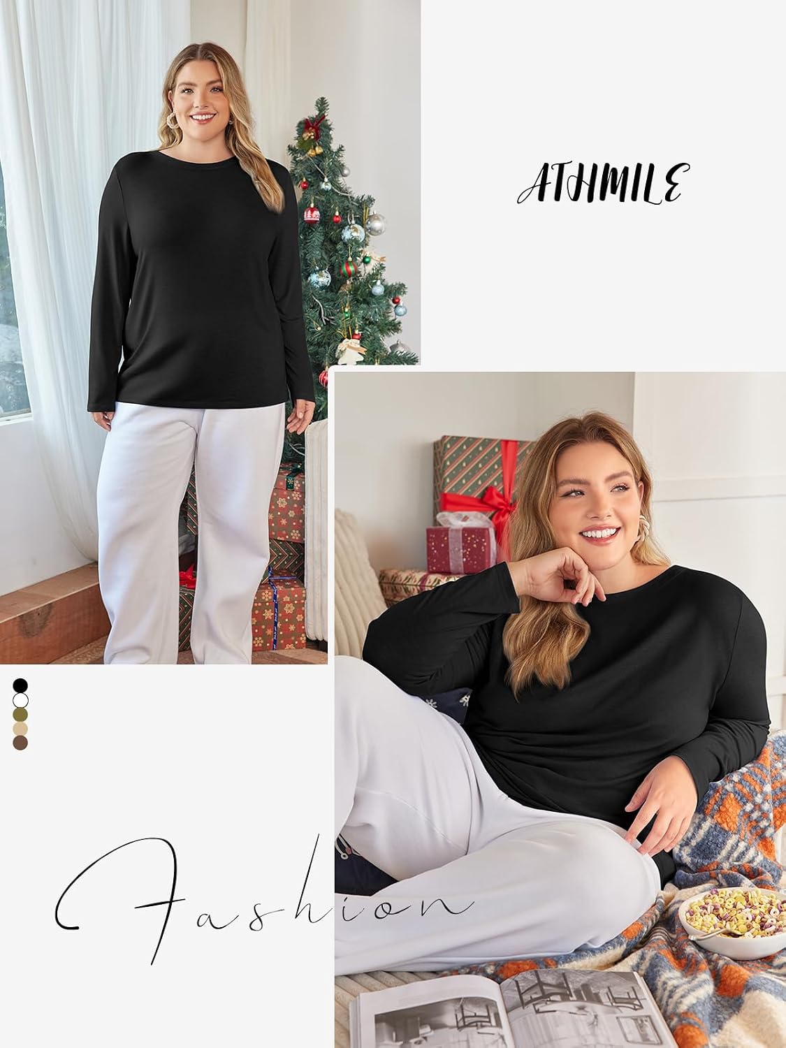 ATHMILE Long Sleeve Basic Tee Shirts, Fall Trendy - Image 4