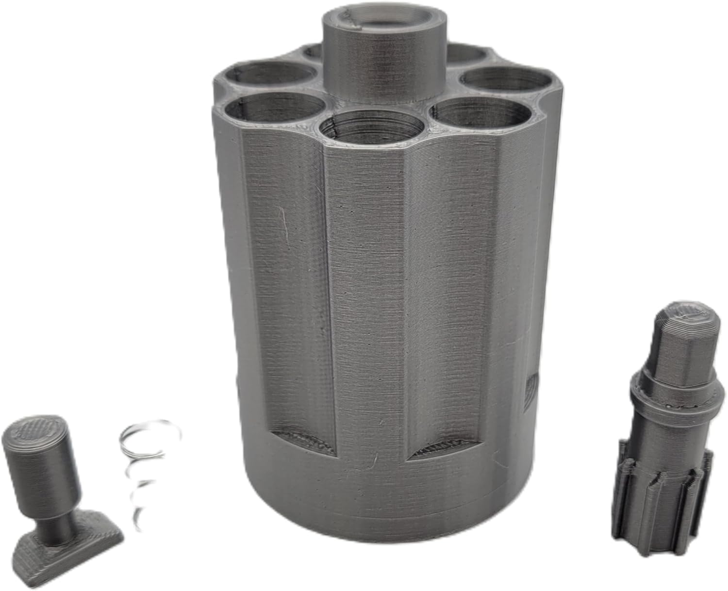 7 Shot Cylinder Mod for Nerf Hammershot Toy Blaster - Seven Round/Full Length Dart Barrel Compatible with Hammer Shot Toy Gun Revolver for Firing Foam Dart Ammo, Silver/Orange/Black (Silver)