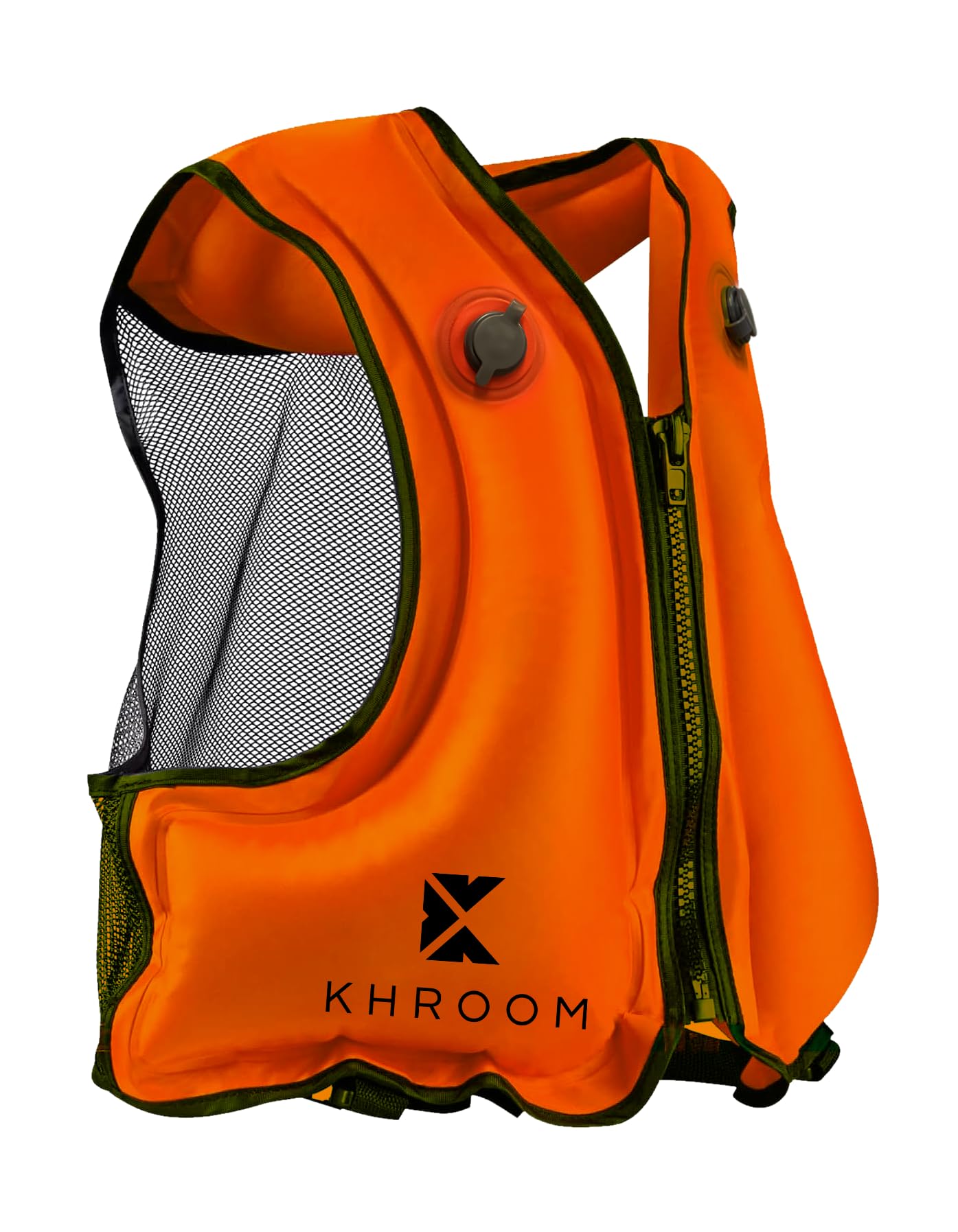 Khroom aufblasbare Schwimmhilfe Schwimmweste Erwachsene | 150-210 cm Körpergröße, bis 100 kg | Auftriebsweste Schnorchelweste ab Jugendliche | Schnorcheln, Kajakfahren und SUP (V2 Pfirsich