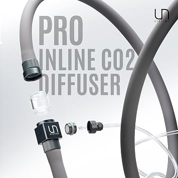 UNS Pro Inline CO2 Diffuser - Aluminum, High Gas Dissolution Diffuser for Freshwater Aquarium - Aquascaping Tank Ext. Canister Filter Accessory for 25/32in, 13/16in or 20ID Tubing - Space Gray, 20mm