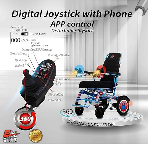 Miniatura 17 de EAONE 2024 D9X Plus Silla de ruedas eléctrica, silla de ruedas eléctrica portátil, todo terreno, motores duales de 500 W, silla de ruedas eléctrica